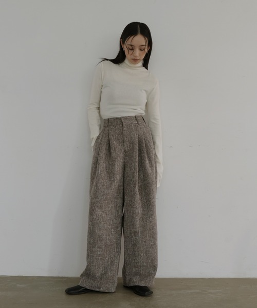 hellam（へラム）の「サマーツイードワイドタックパンツ（スラックス・レディース・ブラウン/ベージュ/ブラック/グレー・FREE）」の20枚目の写真
