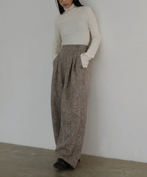 hellam（へラム）の「サマーツイードワイドタックパンツ（スラックス・レディース・ブラウン/ベージュ/ブラック/グレー・FREE）」の21枚目の写真