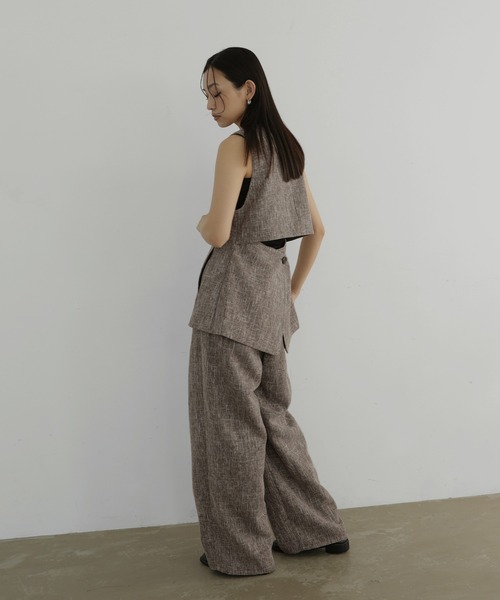 hellam（へラム）の「サマーツイードワイドタックパンツ（スラックス・レディース・ブラウン/ベージュ/ブラック/グレー・FREE）」の10枚目の写真