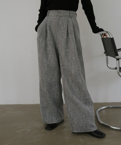 hellam（へラム）の「サマーツイードワイドタックパンツ（スラックス・レディース・ブラウン/ベージュ/ブラック/グレー・FREE）」の13枚目の写真
