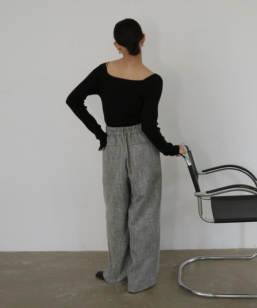 hellam（へラム）の「サマーツイードワイドタックパンツ（スラックス・レディース・ブラウン/ベージュ/ブラック/グレー・FREE）」の6枚目の写真
