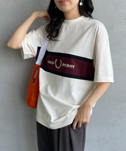 FRED PERRY/フレッドペリー] ブランドロゴ刺繍 パネルTシャツ（Tシャツ