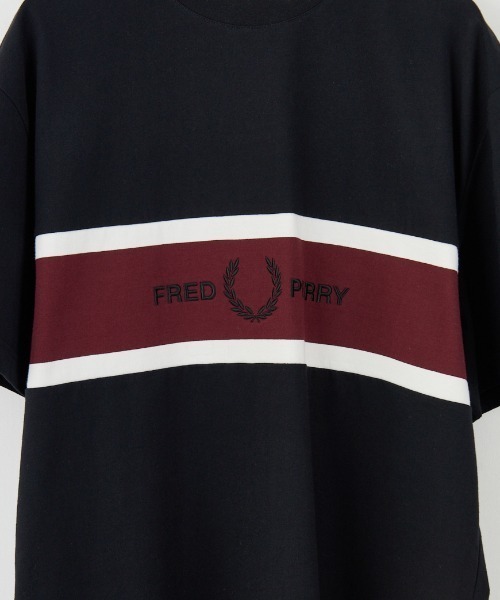 FRED PERRY（フレッドペリー）の「[FRED PERRY/フレッドペリー] ブランドロゴ刺繍 パネルTシャツ（Tシャツ/カットソー・レディース・ブラック/キナリ・S/M/L）」の15枚目の写真