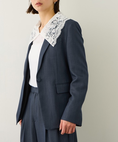 ROPE'(ロペ)の「ウエストシェイプ ベルテッドシングルジャケット/セットアップ対応(テーラードジャケット・レディース・ダークブラウン/ネイビー・38/36)」の8枚目の写真