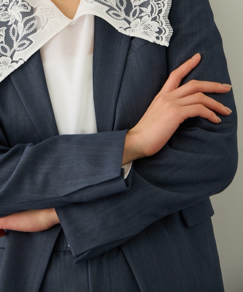 ROPE'(ロペ)の「ウエストシェイプ ベルテッドシングルジャケット/セットアップ対応(テーラードジャケット・レディース・ダークブラウン/ネイビー・38/36)」の9枚目の写真