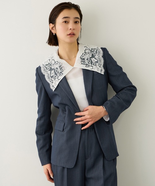 ROPE'(ロペ)の「ウエストシェイプ ベルテッドシングルジャケット/セットアップ対応(テーラードジャケット・レディース・ダークブラウン/ネイビー・38/36)」の12枚目の写真