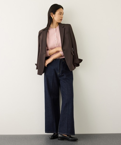 ROPE'(ロペ)の「ウエストシェイプ ベルテッドシングルジャケット/セットアップ対応(テーラードジャケット・レディース・ダークブラウン/ネイビー・38/36)」の17枚目の写真