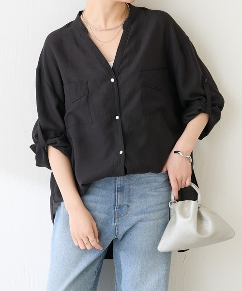 COLLAGE GALLARDAGALANTE（コラージュガリャルダガランテ）の「ヴィンテージライクシャツ（シャツ/ブラウス・レディース・ブラック/スカイブルー/オフホワイト/チャコールグレー/パープル/グリーン・FREE/S）」の2枚目の写真