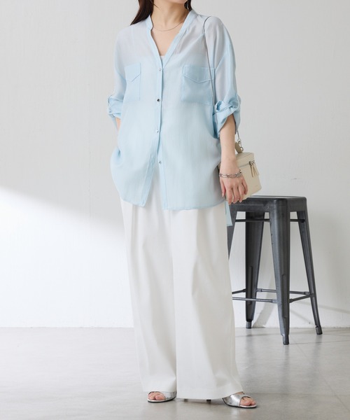 COLLAGE GALLARDAGALANTE（コラージュガリャルダガランテ）の「ヴィンテージライクシャツ（シャツ/ブラウス・レディース・ブラック/スカイブルー/オフホワイト/チャコールグレー/パープル/グリーン・FREE/S）」の19枚目の写真