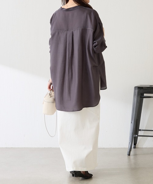 COLLAGE GALLARDAGALANTE（コラージュガリャルダガランテ）の「ヴィンテージライクシャツ（シャツ/ブラウス・レディース・ブラック/スカイブルー/オフホワイト/チャコールグレー/パープル/グリーン・FREE/S）」の8枚目の写真