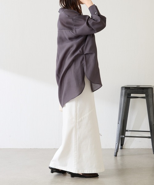 COLLAGE GALLARDAGALANTE（コラージュガリャルダガランテ）の「ヴィンテージライクシャツ（シャツ/ブラウス・レディース・ブラック/スカイブルー/オフホワイト/チャコールグレー/パープル/グリーン・FREE/S）」の9枚目の写真