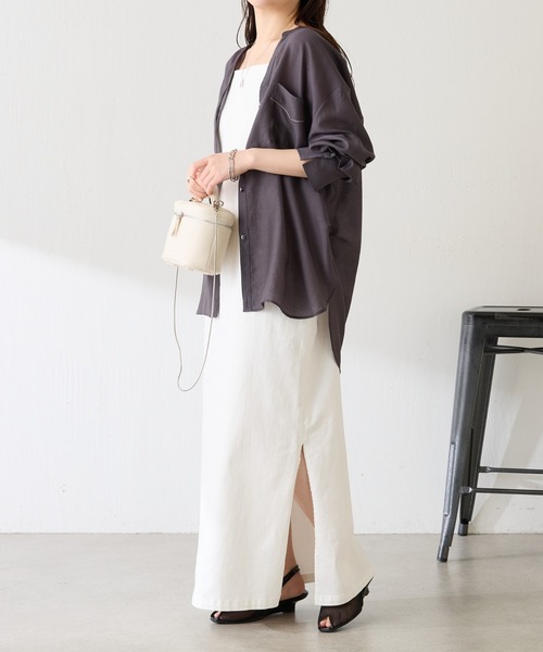 COLLAGE GALLARDAGALANTE（コラージュガリャルダガランテ）の「ヴィンテージライクシャツ（シャツ/ブラウス・レディース・ブラック/スカイブルー/オフホワイト/チャコールグレー/パープル/グリーン・FREE/S）」の7枚目の写真