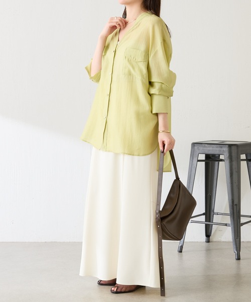 COLLAGE GALLARDAGALANTE（コラージュガリャルダガランテ）の「ヴィンテージライクシャツ（シャツ/ブラウス・レディース・ブラック/スカイブルー/オフホワイト/チャコールグレー/パープル/グリーン・FREE/S）」の16枚目の写真