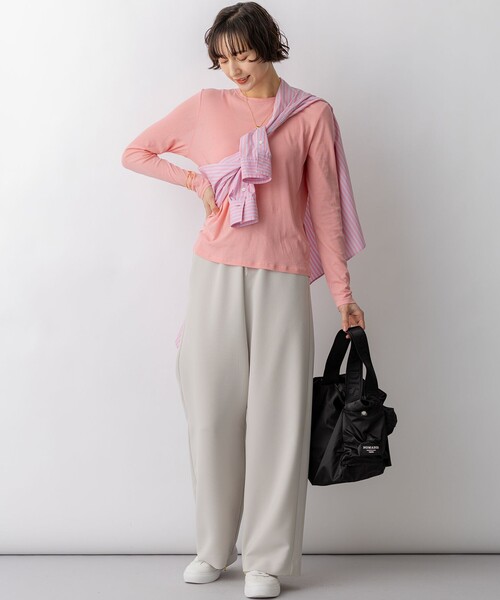 23区 L（ニジュウサンクオオキイサイズ）の「ストレッチダブルクロス ワイドパンツ（その他パンツ・レディース・ブラック系/ベージュ系・44/46/48/50）」の7枚目の写真