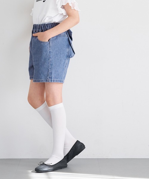 coca(coca)(コカ)の「キッズ デニムバックリボンショートパンツ(デニムパンツ・キッズ・ブルー・150/140/130/120)」の3枚目の写真