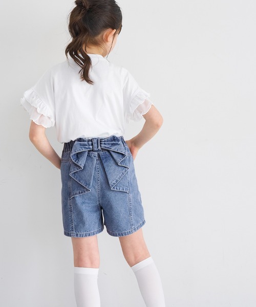 coca(coca)(コカ)の「キッズ デニムバックリボンショートパンツ(デニムパンツ・キッズ・ブルー・150/140/130/120)」の4枚目の写真