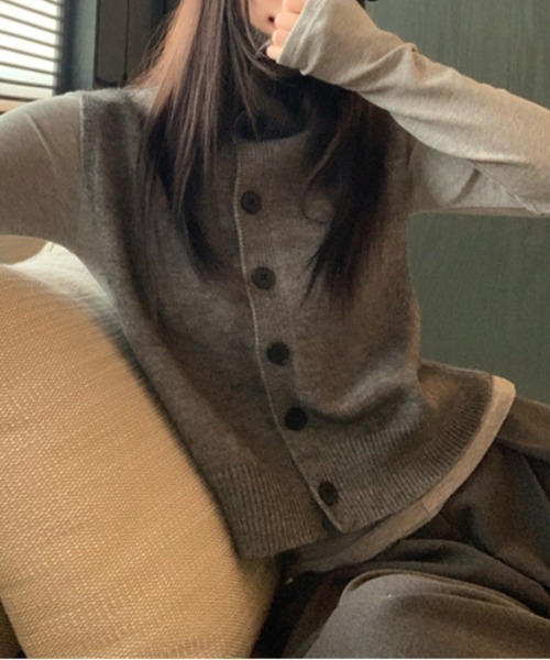 Vipoa(ヴィポア)の「タートルネックツイストセーターベスト(ベスト・レディース・グレー/ベージュ・FREE)」の3枚目の写真