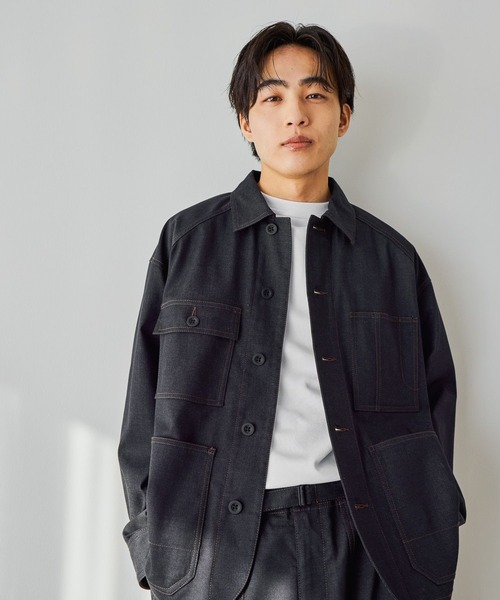 GLOBAL WORK(グローバルワーク)の「クリーンデニム/カバーオール/CLEAN MODE/632381(ブルゾン・メンズ・ダークネイビー/グレー・X-LARGE/LARGE/MEDIUM/SMALL)」の9枚目の写真