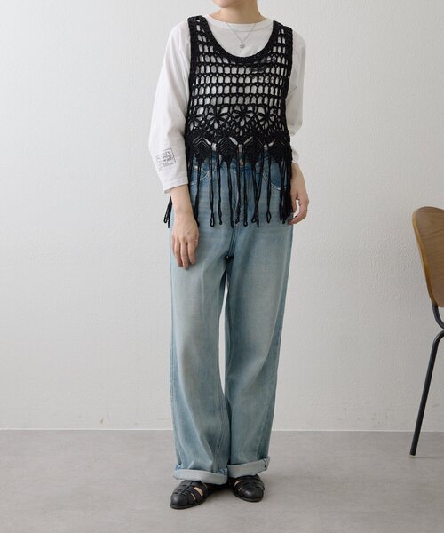 ear PAPILLONNER（イアパピヨネ）の「Kendai×SUM1 STYLE別注ロングTシャツ【SUM1 STYLE】（Tシャツ/カットソー・レディース・ホワイト/ブラック・FREE）」の22枚目の写真