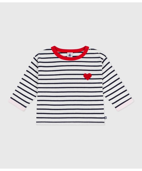 PETIT BATEAU(プチバトー)の「ボーダー長袖Tシャツ(Tシャツ/カットソー・キッズ・ホワイト×ネイビー・24MONTH/36MONTH/12MONTH/18MONTH)」の1枚目の写真