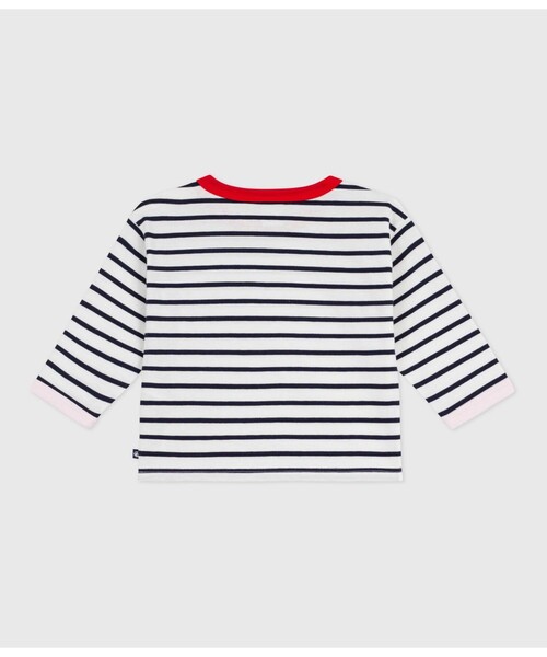 PETIT BATEAU(プチバトー)の「ボーダー長袖Tシャツ(Tシャツ/カットソー・キッズ・ホワイト×ネイビー・24MONTH/36MONTH/12MONTH/18MONTH)」の2枚目の写真