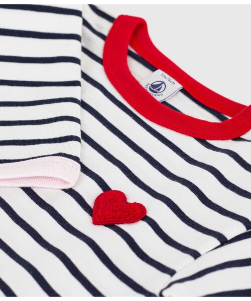 PETIT BATEAU(プチバトー)の「ボーダー長袖Tシャツ(Tシャツ/カットソー・キッズ・ホワイト×ネイビー・24MONTH/36MONTH/12MONTH/18MONTH)」の3枚目の写真