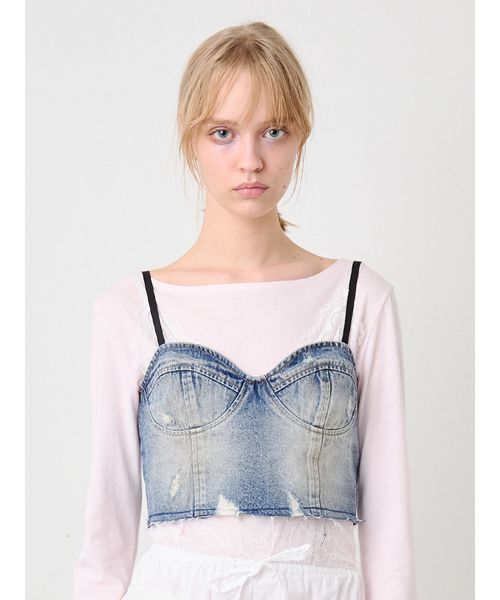 SORIN(ソリン )の「Soiled Denim Bustier/ソイルドデニムビスチェ(その他トップス・レディース・インディゴブルー/ライトピンク・36/38)」の7枚目の写真