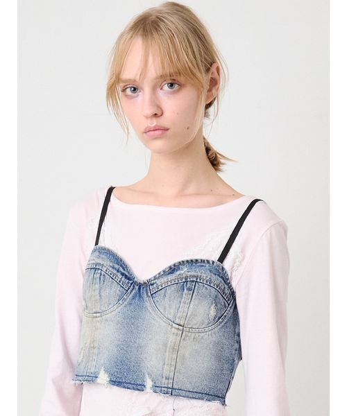 SORIN(ソリン )の「Soiled Denim Bustier/ソイルドデニムビスチェ(その他トップス・レディース・インディゴブルー/ライトピンク・36/38)」の8枚目の写真