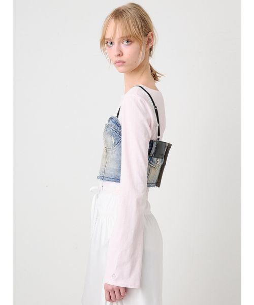 SORIN(ソリン )の「Soiled Denim Bustier/ソイルドデニムビスチェ(その他トップス・レディース・インディゴブルー/ライトピンク・36/38)」の12枚目の写真