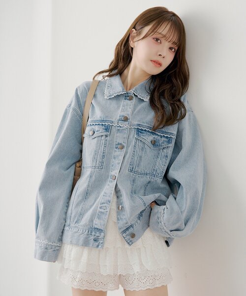 Chico(チコ)の「ルーズデニムジャケット(デニムジャケット・レディース・ネイビー/ブルー系その他6/ブルー系その他3/ブルー系その他・FREE)」の4枚目の写真