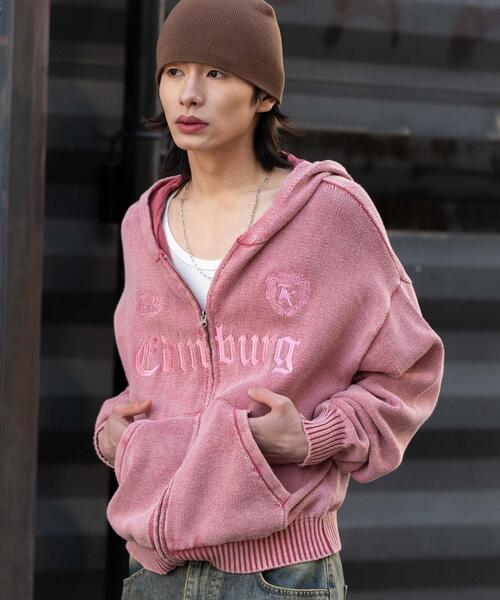 WEGO（ウィゴー）の「WEGO/【26年春夏新作】ブリーチニットグラフィックZIPパーカー（パーカー・メンズ・ピンク/ブラック系その他・MEDIUM/LARGE）」の16枚目の写真