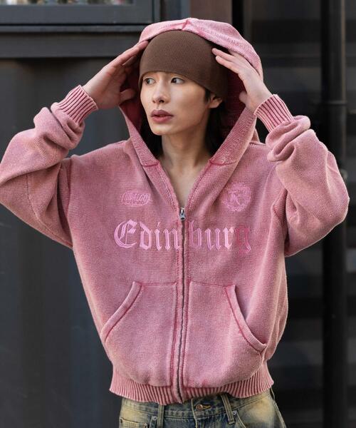 WEGO（ウィゴー）の「WEGO/【26年春夏新作】ブリーチニットグラフィックZIPパーカー（パーカー・メンズ・ピンク/ブラック系その他・MEDIUM/LARGE）」の18枚目の写真