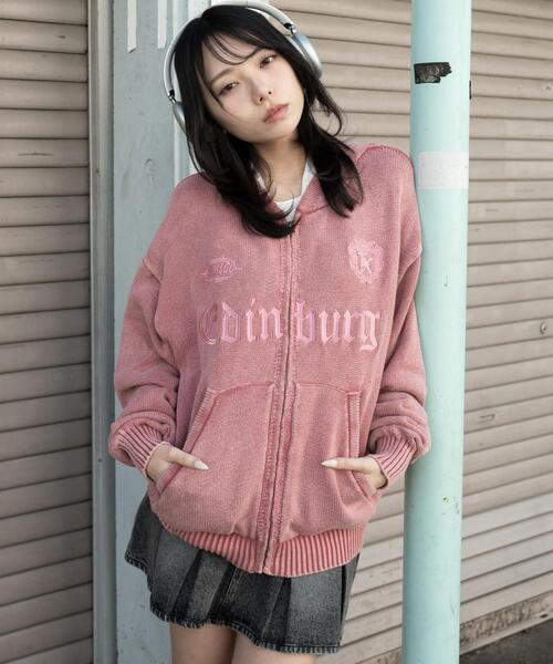 WEGO（ウィゴー）の「WEGO/【26年春夏新作】ブリーチニットグラフィックZIPパーカー（パーカー・メンズ・ピンク/ブラック系その他・MEDIUM/LARGE）」の21枚目の写真