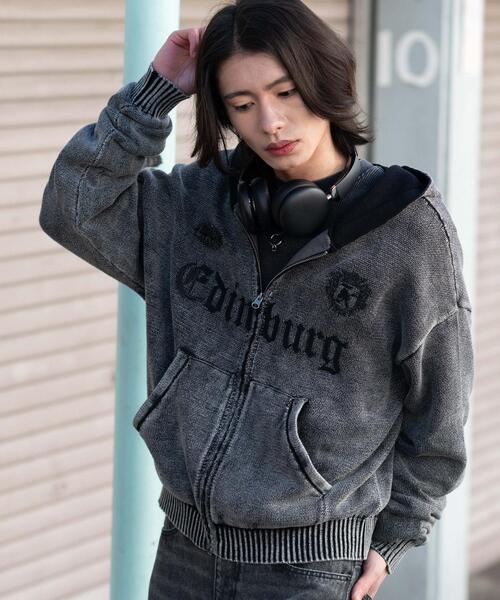 WEGO（ウィゴー）の「WEGO/【26年春夏新作】ブリーチニットグラフィックZIPパーカー（パーカー・メンズ・ピンク/ブラック系その他・MEDIUM/LARGE）」の7枚目の写真