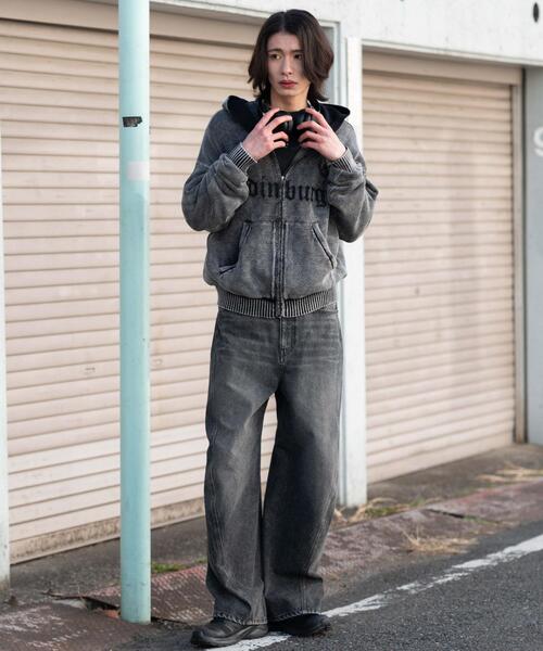 WEGO（ウィゴー）の「WEGO/【26年春夏新作】ブリーチニットグラフィックZIPパーカー（パーカー・メンズ・ピンク/ブラック系その他・MEDIUM/LARGE）」の11枚目の写真