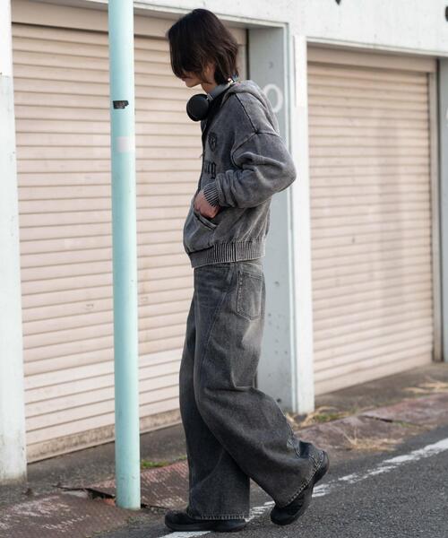 WEGO（ウィゴー）の「WEGO/【26年春夏新作】ブリーチニットグラフィックZIPパーカー（パーカー・メンズ・ピンク/ブラック系その他・MEDIUM/LARGE）」の12枚目の写真