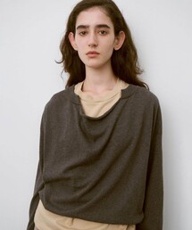 UNFIL | フロントドレープ ニットプルオーバー WOMEN
