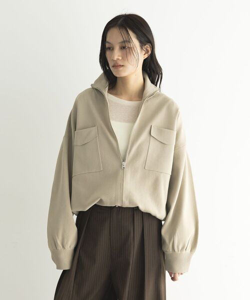 GARAGE OF GOOD CLOTHING（ガレージオブグッドクロージング）の「総針ニットWzipブルゾン2（ブルゾン・レディース・ライトベージュ/ライトグレー/カーキ・FREE）」の14枚目の写真