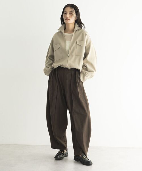 GARAGE OF GOOD CLOTHING（ガレージオブグッドクロージング）の「総針ニットWzipブルゾン2（ブルゾン・レディース・ライトベージュ/ライトグレー/カーキ・FREE）」の15枚目の写真