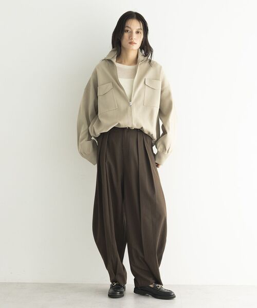 GARAGE OF GOOD CLOTHING（ガレージオブグッドクロージング）の「総針ニットWzipブルゾン2（ブルゾン・レディース・ライトベージュ/ライトグレー/カーキ・FREE）」の18枚目の写真