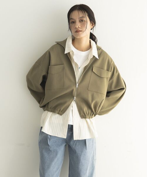 GARAGE OF GOOD CLOTHING（ガレージオブグッドクロージング）の「総針ニットWzipブルゾン2（ブルゾン・レディース・ライトベージュ/ライトグレー/カーキ・FREE）」の19枚目の写真