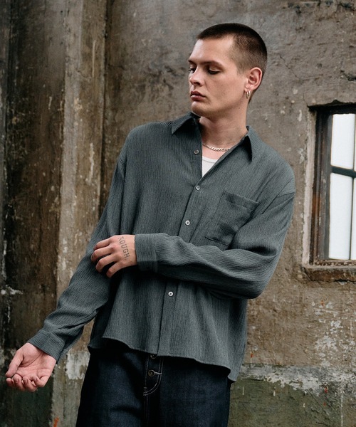 Regen Glanz(レーゲングランツ)の「crinkle texture relaxed shirt / クリンクルテクスチャーリラックスシャツ(シャツ/ブラウス・メンズ・ライトホワイト/ブラック/ブルー・MEDIUM/LARGE/SMALL)」の22枚目の写真