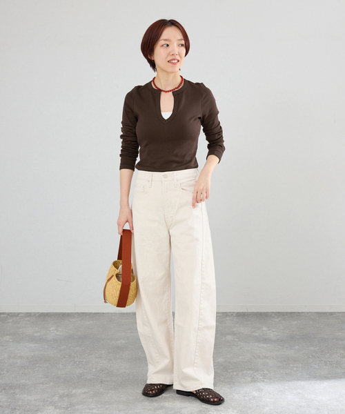 IENA（イエナ）の「FLORE FLORE/フローレフローレ IMAN LONGSLEEVE カットソー  IMA-LS（Tシャツ/カットソー・レディース・レッド/ブラウン/アイボリー・FREE）」の4枚目の写真