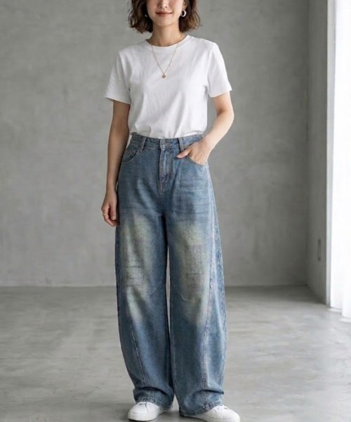 gossip！ロサンゼルス（ゴシップロサンゼルス）の「エクストリームワイド デニムパンツ（デニムパンツ・レディース・インディゴブルー・M/L/XL）」の6枚目の写真