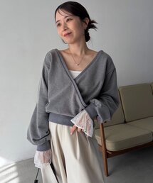 CAPRICIEUX LE'MAGE | 【前後2WAY】カシュクール袖レーススウェット(Tシャツ/カットソー)