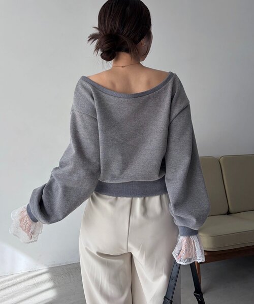 CAPRICIEUX LE'MAGE（カプリシューレマージュ）の「【前後2WAY】カシュクール袖レーススウェット（Tシャツ/カットソー・レディース・ホワイト/ベージュ/グレー・FREE）」の11枚目の写真
