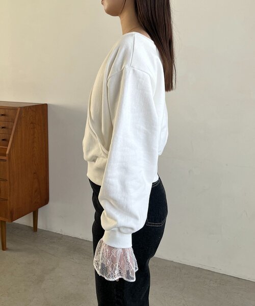 CAPRICIEUX LE'MAGE（カプリシューレマージュ）の「【前後2WAY】カシュクール袖レーススウェット（Tシャツ/カットソー・レディース・ホワイト/ベージュ/グレー・FREE）」の18枚目の写真
