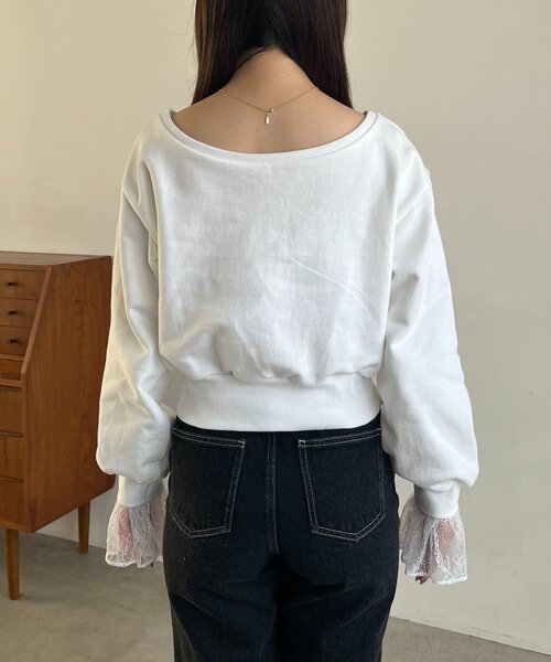 CAPRICIEUX LE'MAGE（カプリシューレマージュ）の「【前後2WAY】カシュクール袖レーススウェット（Tシャツ/カットソー・レディース・ホワイト/ベージュ/グレー・FREE）」の19枚目の写真