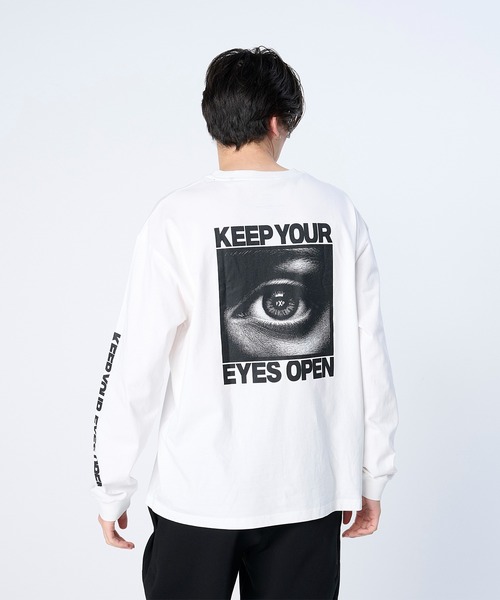 FLASH PACKER(フラッシュパッカー)の「FLASH PACKER フラッシュパッカー / リラックスシルエット Dry Silky Cotton ロングスリーブ 眼差しプリント Tシャツ ロンT // XLT-EYES(Tシャツ/カットソー・メンズ・ホワイト/ブラック/グレー・SMALL/MEDIUM/LARGE/X-LARGE)」の2枚目の写真