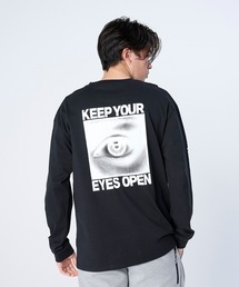 FLASH PACKER フラッシュパッカー / リラックスシルエット Dry Silky Cotton ロングスリーブ 眼差しプリント Tシャツ ロンT // XLT-EYES
